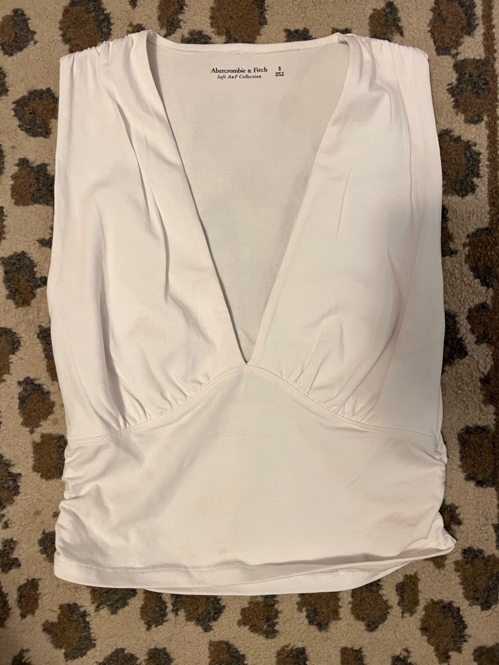 Abercrombie & Fitch White Deep V Neck Top